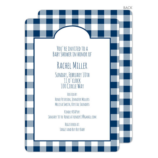 Navy Gingham Invitations
